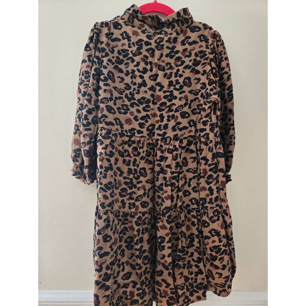 Next Girls Leopard Print Tiered Shirt Dress Brown 7 Years 122cm‎ 233-500-090 - Picture 2 of 7